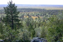 Landschaft um Sallivaara, unten rechts der Rentierscheideplatz